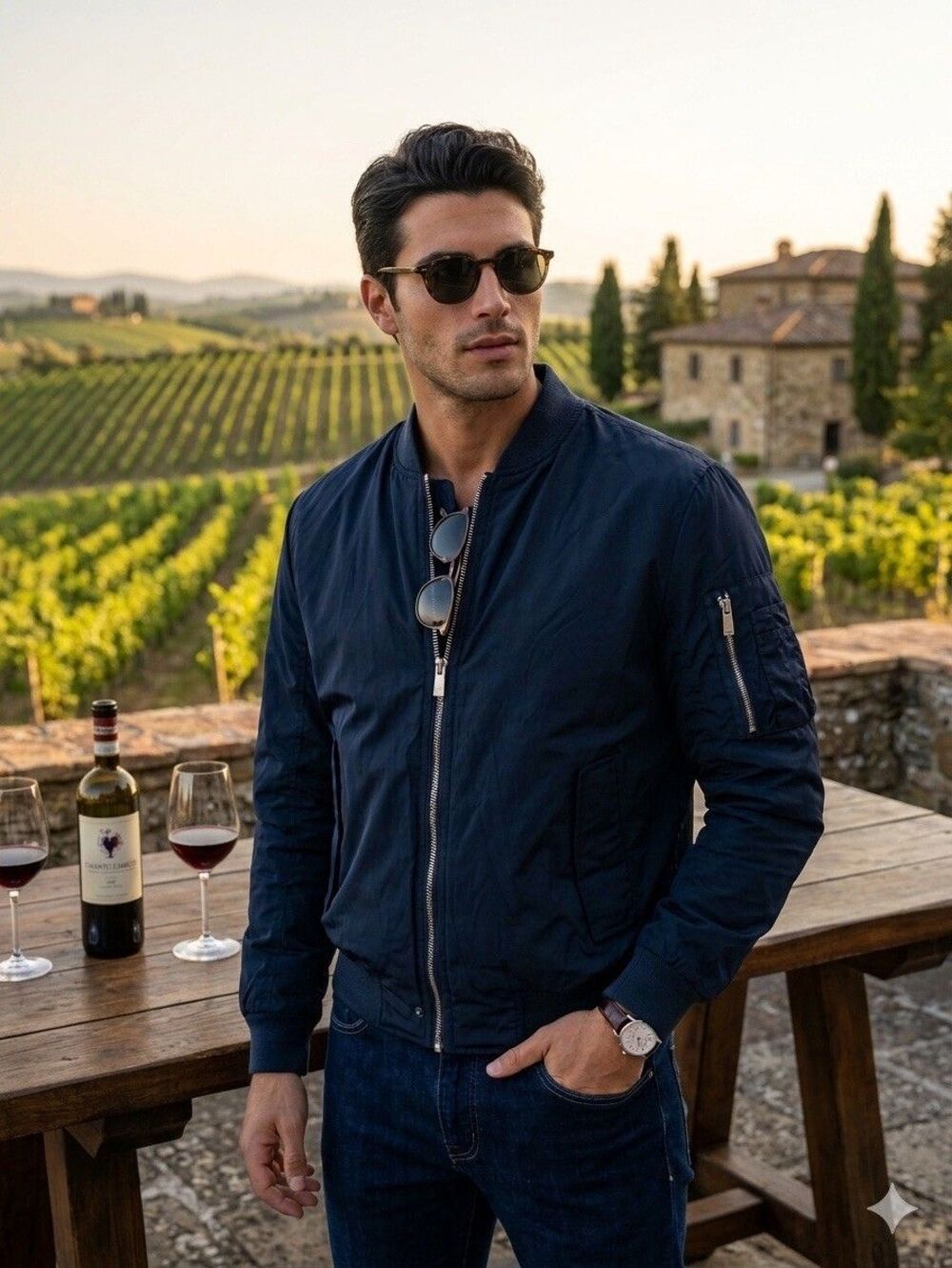 NEW Eleven Paris LA Collection Bomber Jacket Men's Sz L Navy Zip Up Streetwear